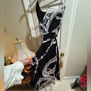 White House Black Market Black and White Asymmetrical Sundress